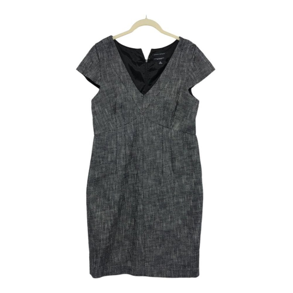 Banana Republic Grey VNeck Textured Cap Sleeve Sheath Dress size 14